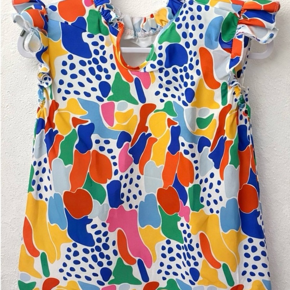 SHEIN Multicolor Abstract Ruffle Sleeve Blouse - Picture 2 of 3